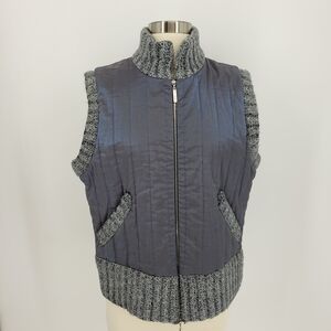 St. John Quilted Vest with Knitted Trim